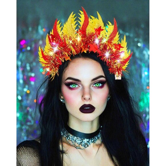 LED Flame Headband Glowing Fire Costume Accessory for Women main image 7